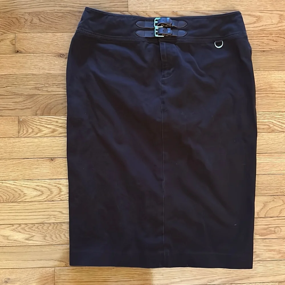 Beautiful brown cotton/elastane Ralph Lauren skirt with leather accents in EUC - Picture 1 of 10